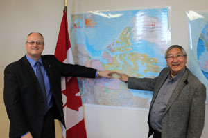 CanNor President Patrick Borbey and Kitikmeot Inuit Association president Charlie Evalik